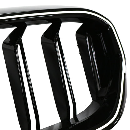 BMW 5 Series G30 G38 2021-2024 Black Front Kindey Grill Air Intake Radiator Double Slat Grille W/ LED Strip Light