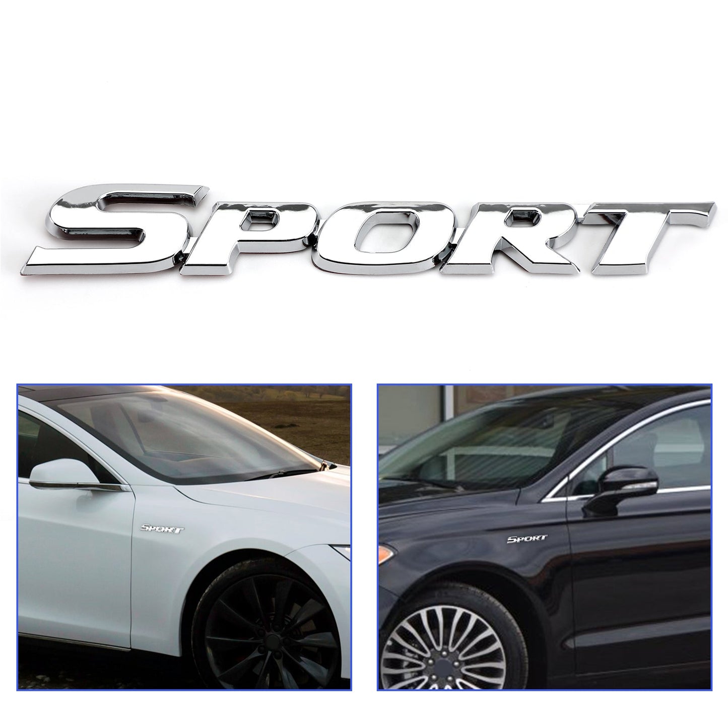 Autocollant 3D en métal avec logo sport pour coffre de voiture, hayon, argent