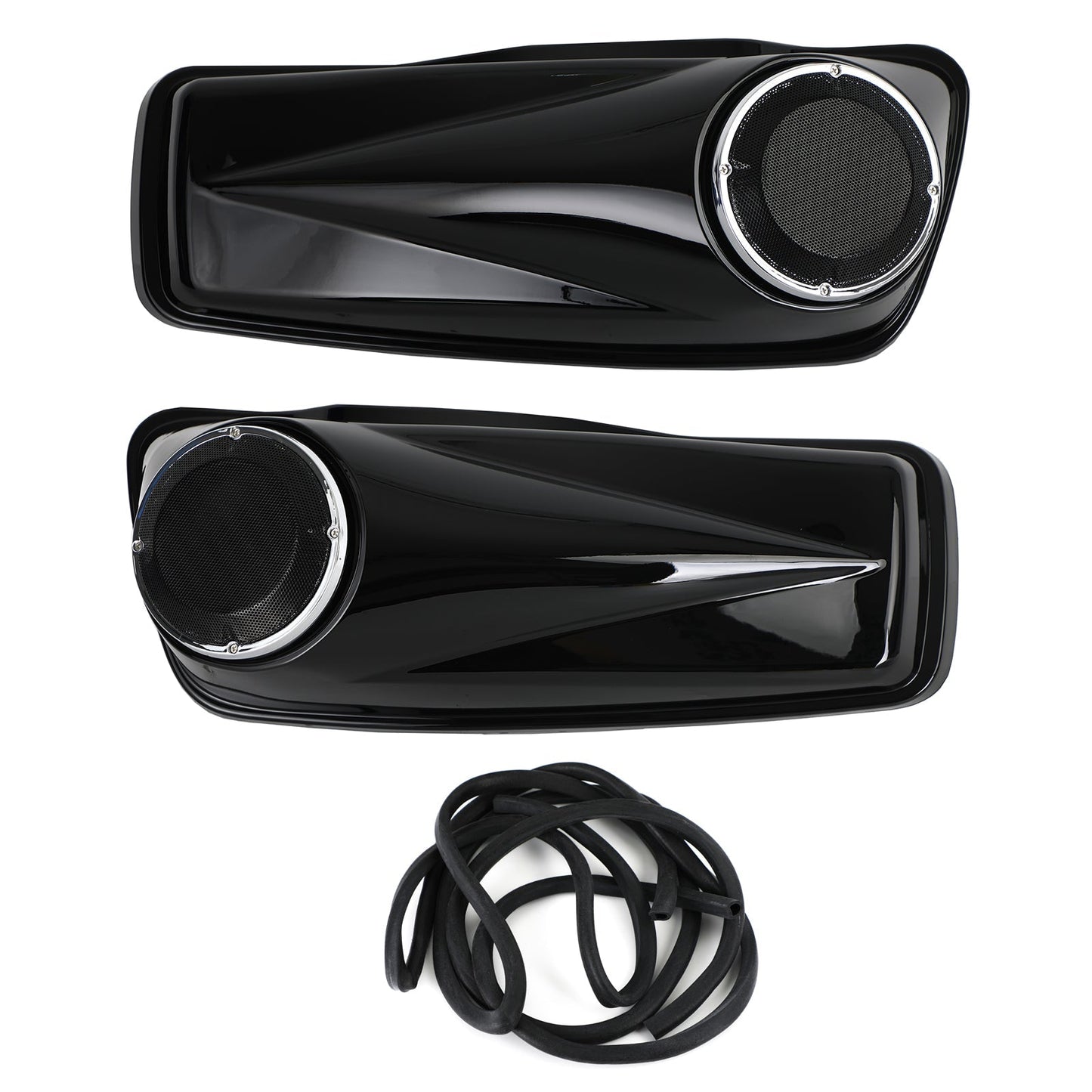 Black 6.5" Saddlebag Speaker Lids For Harley Touring Road King Glide 2014-2021
