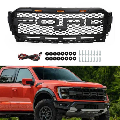 2021-2023 F150 Ford Raptor Replacement ABS Front Bumper Grille Grill W/ LED Generic