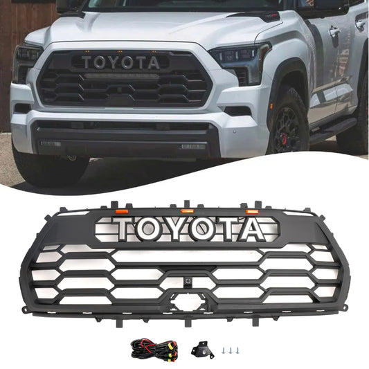 2022-2024 Toyota Sequoia Front Bumper Grill TRD PRO Style Black Grill