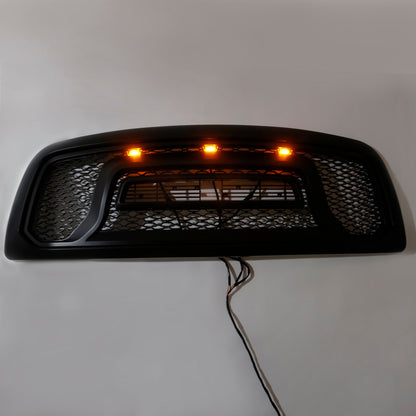 2009-2012 Dodge Ram 1500 Black Front Bumper Grill Grille W/ Led Light