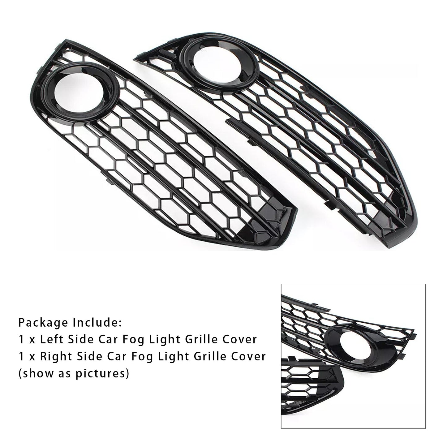 Front Bumper Honeycomb Fog Grille Cover For Audi A4 Allroad B8 2010-2015 Black