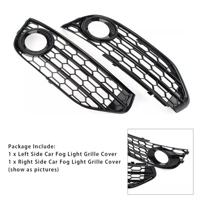 Front Bumper Honeycomb Fog Grille Cover For Audi A4 Allroad B8 2010-2015 Black