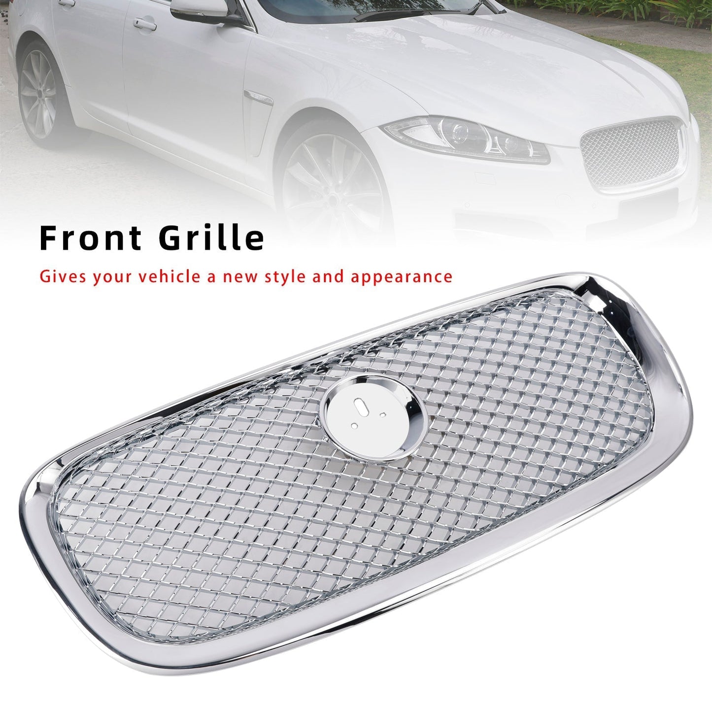 2012-2015 Jaguar XF XF-R Style Front Bumper Grill Grille Chrome