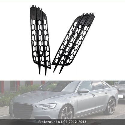 Front Bumper Honeycomb Fog Grille Cover For Audi A4 C7 2012-2015 Black