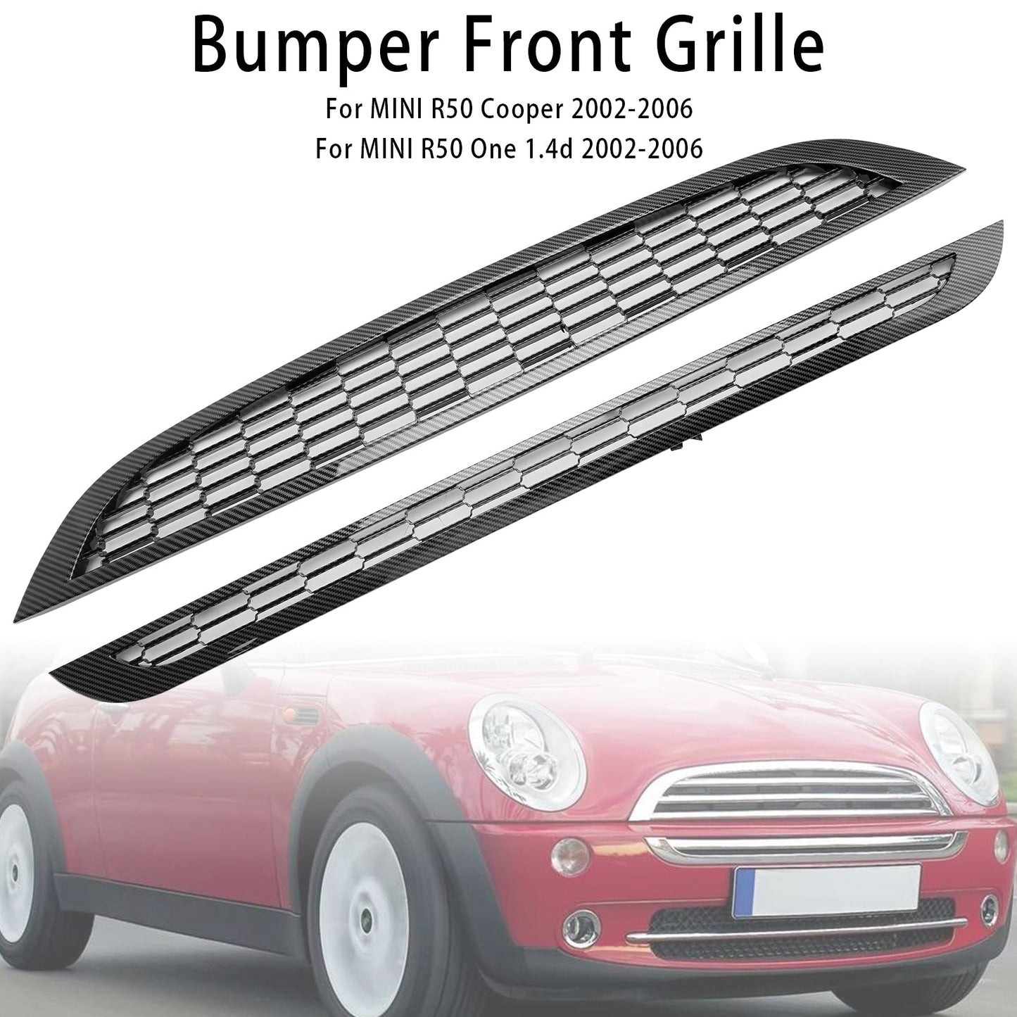 2002-2006 Mini Cooper R50 R52 R53 2PCS Honeycomb Mesh Front Grille Black Replacement Grill
