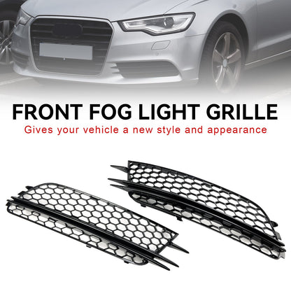 Audi 2012-2015 A6 C7 2PCS Front Fog Light Cover Bezel Bumper Grille