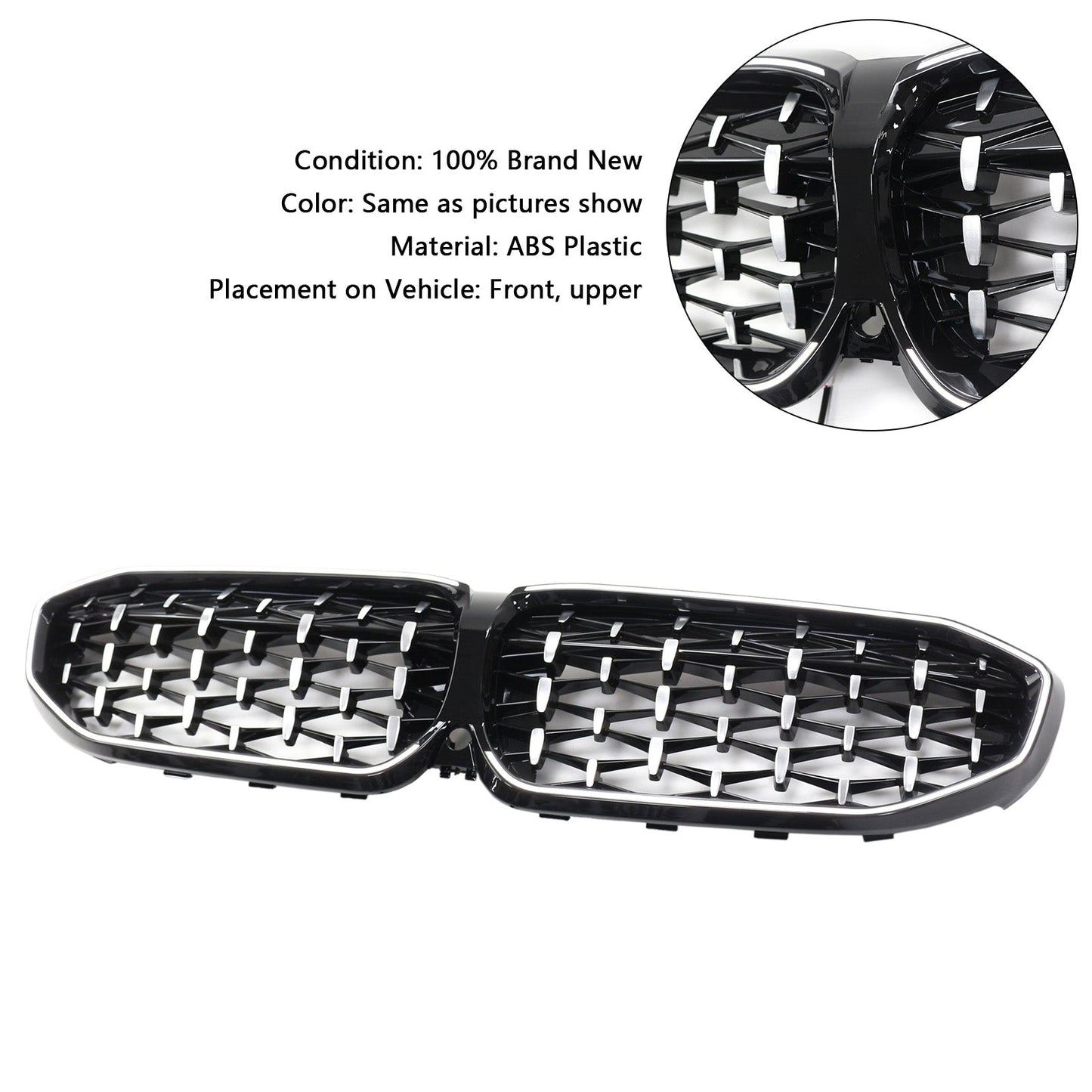 2019-2022 Chorme Diamond Kidney Grille Grill 51138072085 Fit BMW 3 Series G20