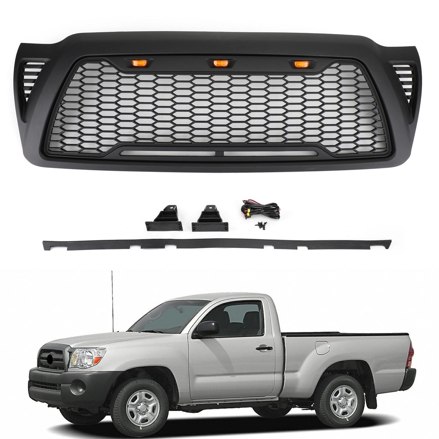 Toyota 2005-2011 Tacoma Front Grille With LED lights Bumper Hood Mesh Grill