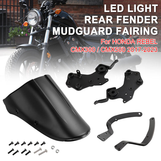 LED light Rear Fender Mudguard Fairing For For Honda REBEL CMX 300 500 2017-2023