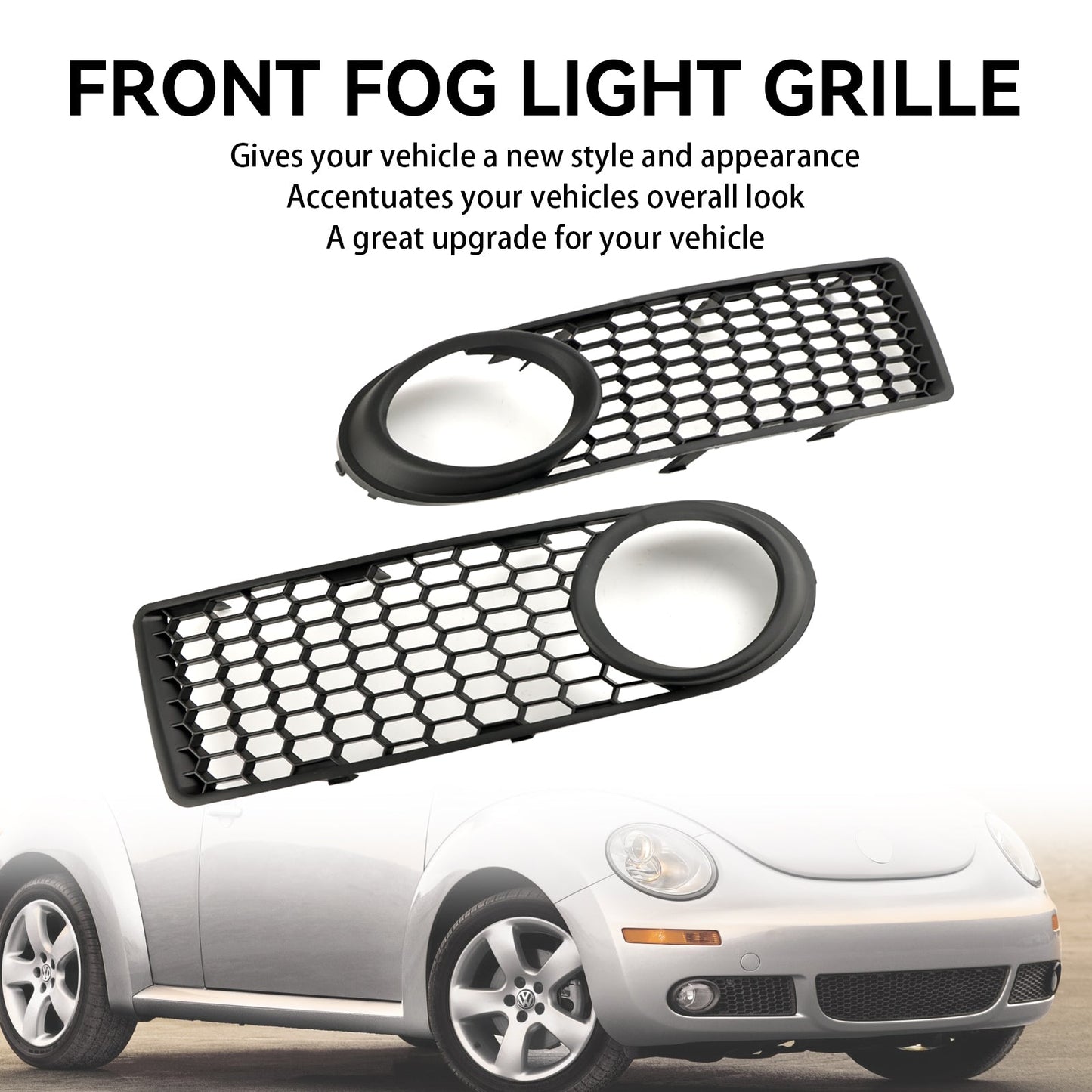 Volkswagen 2006-2010 Beetle & Beetle Convertible 1C0807683J 1C0807684B Front Bumper Fog Light Grille