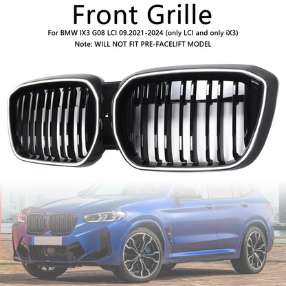 2022-2024 Double Slat Black Front Kidney Grill Grille Fit BMW IX3 G08 LCI