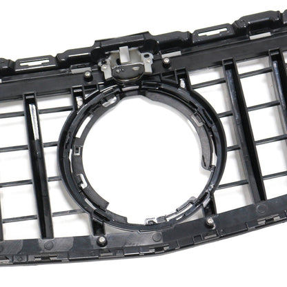 2015-2021 Mercedes Benz C-Class W205 GTR Style Grill Front Bumper Replacement Black Grille W/ LED Strip Light & Camera Hole