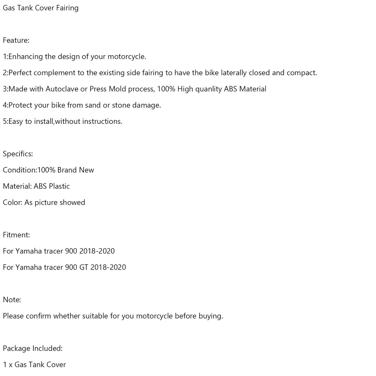 Gas Tank Cover Guard Fairing Protector For For Yamaha tracer 900 / GT 2018-2020