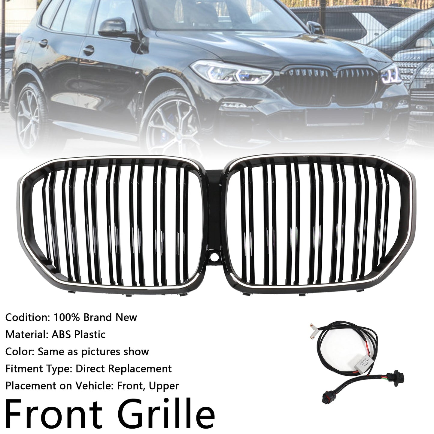Double Slat Black Front Kidney Grille Fit BMW X5 G05 2019-2022 M-Performance