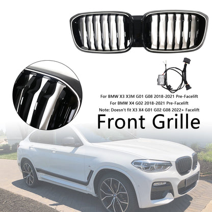 2018-2021 Gloss Black Front Kidney Mesh Grill Grille Fit BMW X4 G02 X3 G01 G08