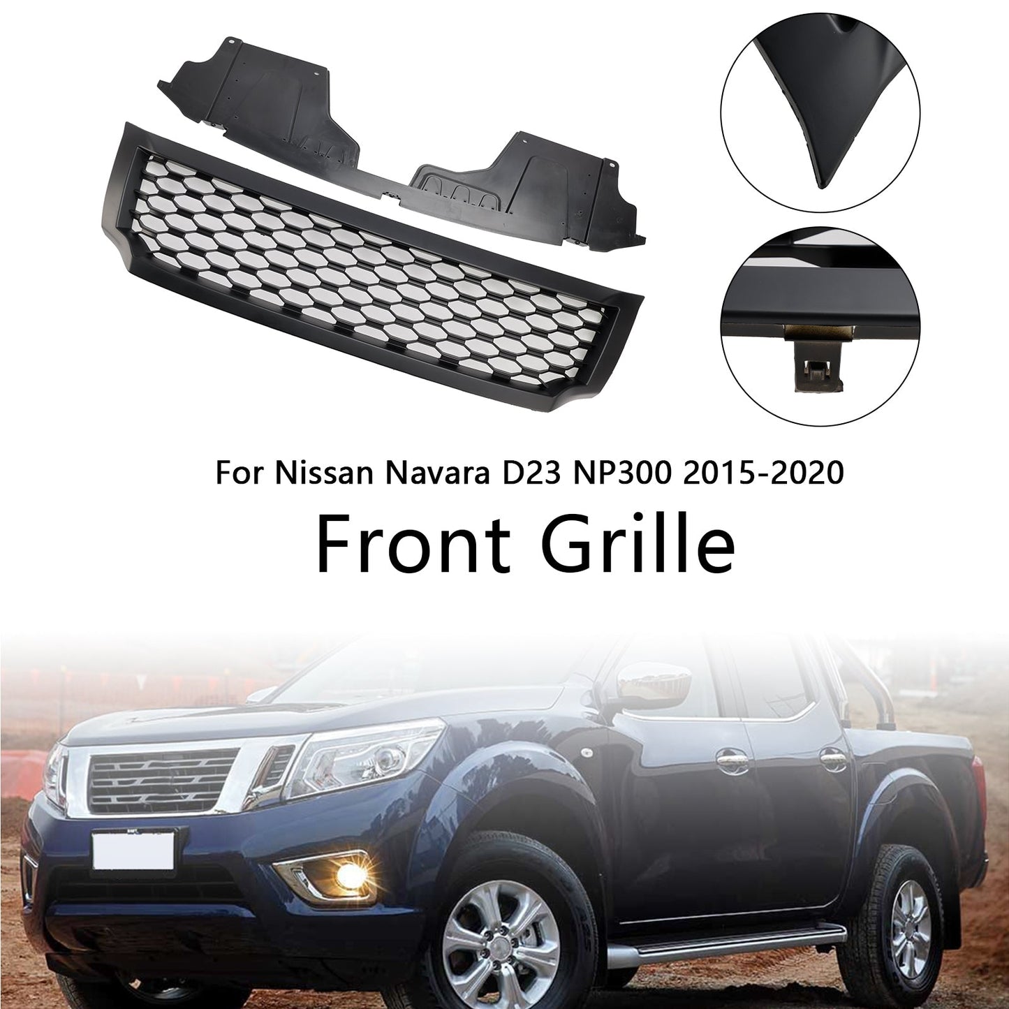 2015-2020 Nissan Navara NP300 D23 Front Bumper Grill Matt Black Grille