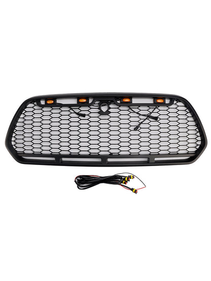 Matt Black Front Bumper Grill Grille Fit Ford Transit MK8 2015-2018 Raptor w/LED