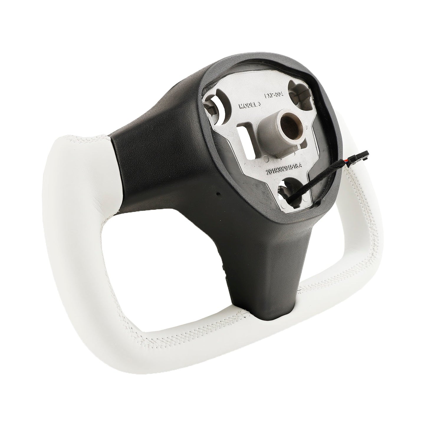 Volant carré chauffant en cuir blanc pour Tesla Model 3 (2017-2023)