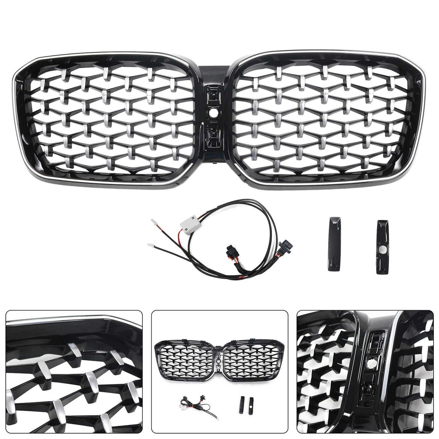 2022-2025 BMW X3 G01 X4 G02 Diamond Front Bumper Kidney Grille Chorme