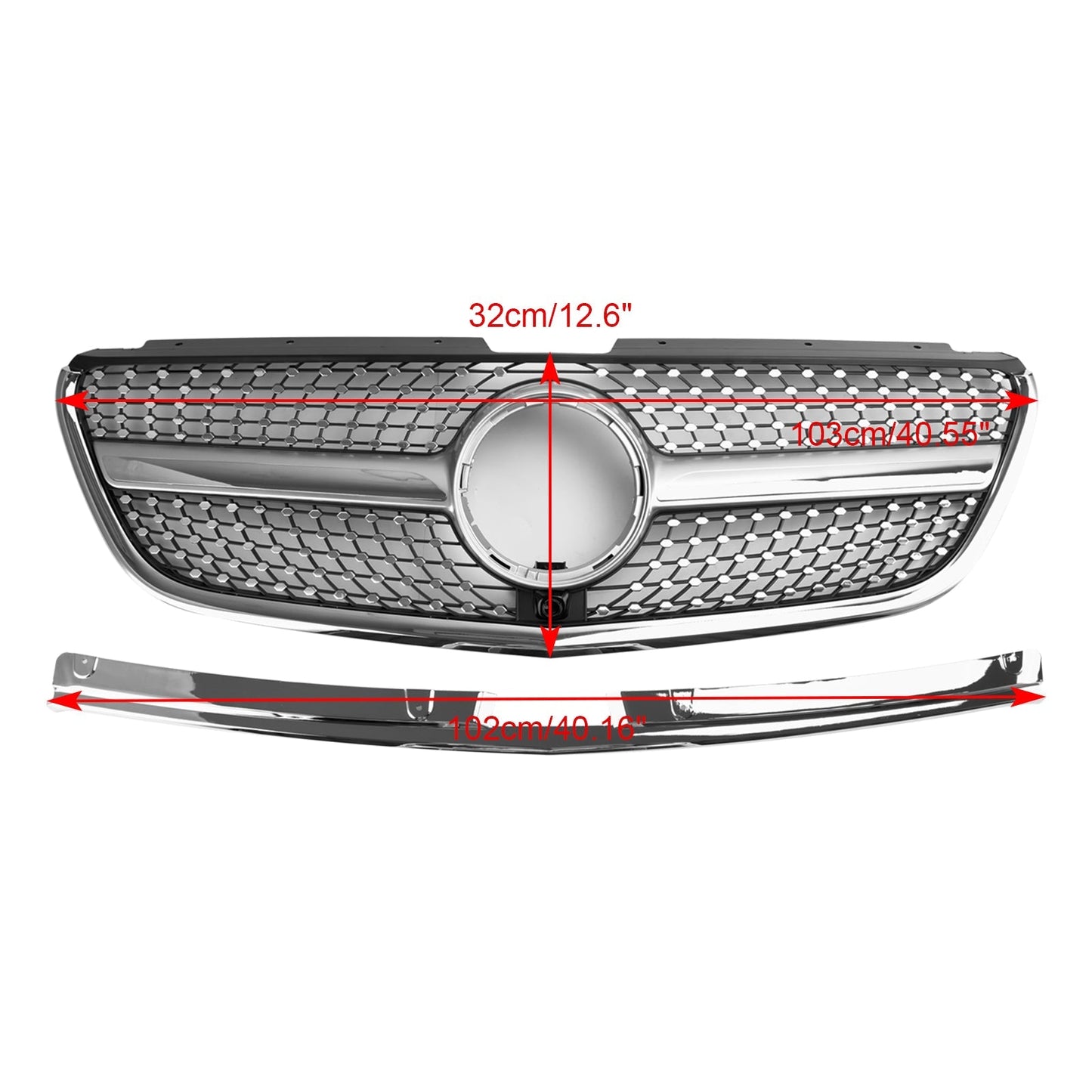 2015 2016 2017 2018 2019 Mercedes Benz Vito W447 Diamond Grille Front Bumper Chrome Grille