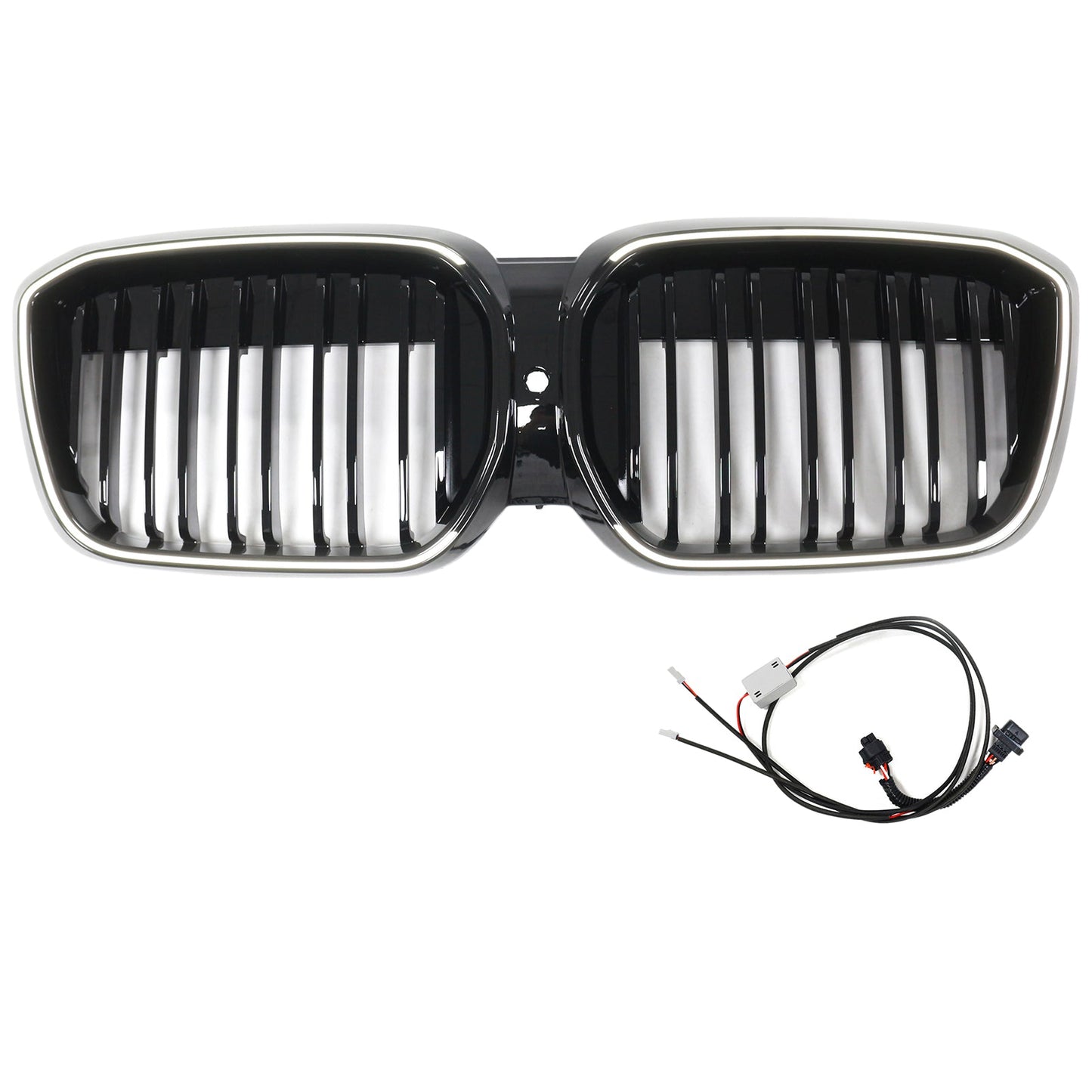 2022-2024 Double Slat Gloss Black Front Kidney Grill Grille Fit BMW IX3 G08 LCI