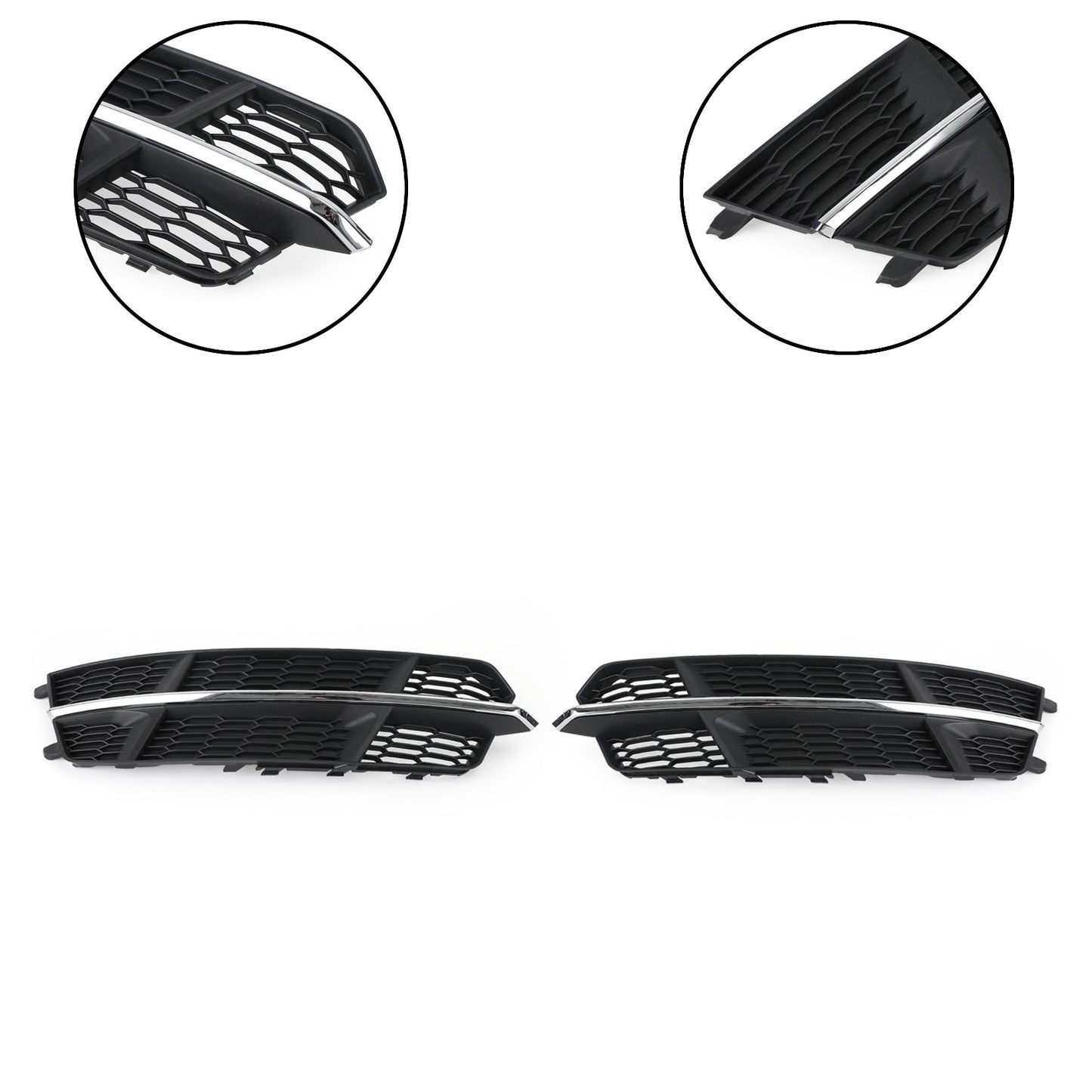 2016-2018 Audi A6 C7 S-Line Bumper Front Bumper Grill 4G0807681AN 4G0807682AN Lower Grille Grill Black Chrome Generic