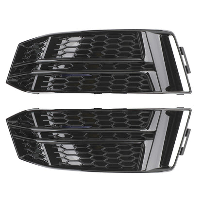 2016-2018 Audi S4/A4 B9 S-LINE 8W0807681F 8W0807682F 2PCS Black Front Fog Light Cover Bumper Grill Generic
