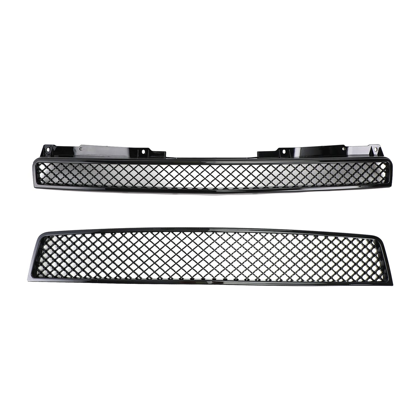 Chevy 2007-2014 Tahoe/Suburban GM1200596 GM1200563 2PCS Glossy Black Mesh Front Bumper Grille