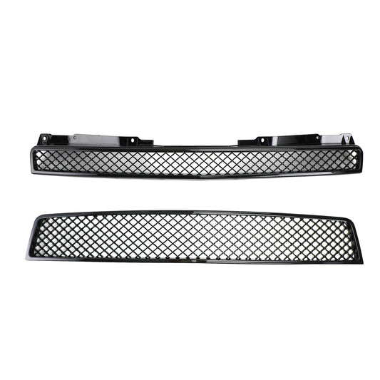 Chevy 2007-2014 Tahoe/Suburban GM1200596 GM1200563 2PCS Glossy Black Mesh Front Bumper Grille
