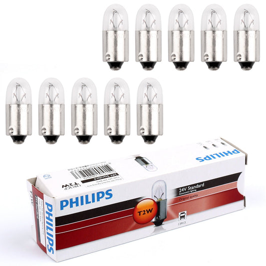 Lot de 10 ampoules de signalisation standard Philips 13913 24 V 2 W T2 W BA9s 3 200 K