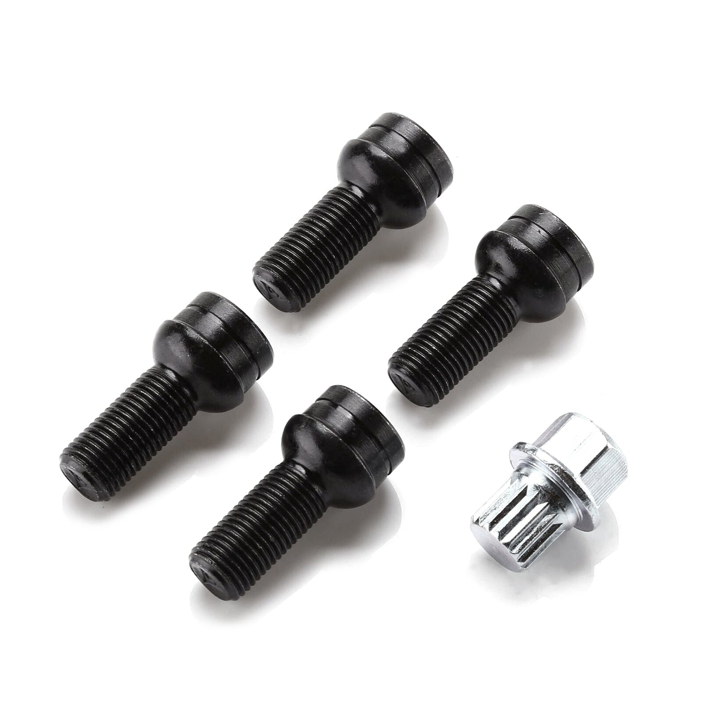 Juego de 4+1 pernos y tuercas de seguridad para ruedas de acero de 17 mm con llave para VW Golf Audi