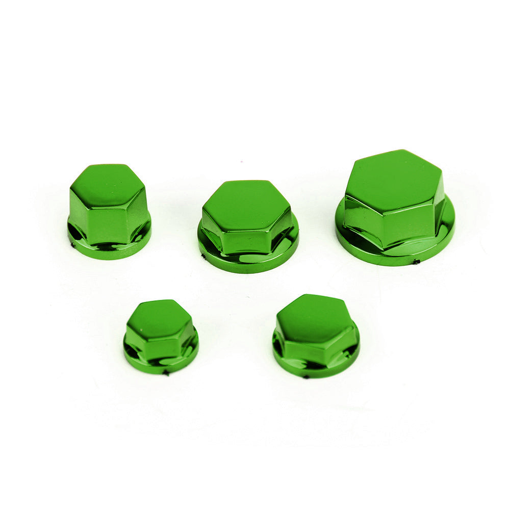 30 tapas de plástico verde para tornillos hexagonales de motocicleta
