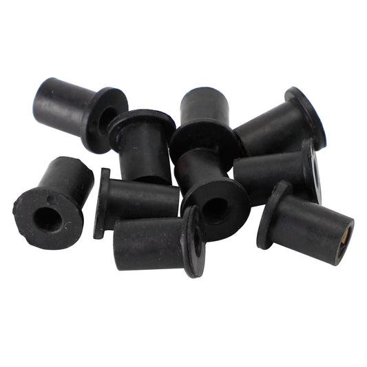 Lot de 10 écrous de puits en caoutchouc M4 pour pare-brise et carénage, 8 mm, 5/16"