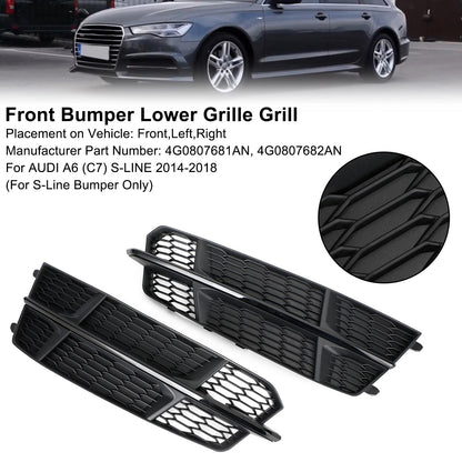 2016-2018 Audi A6 C7 S-Line Bumper Front Bumper Lower Grille Grill Matt Black 4G0807681AN 4G0807682AN Generic