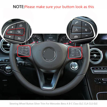 2015-up Mercedes Benz A B C GLA GLS GLE CLS Class Steering Wheel Button Silver Trim