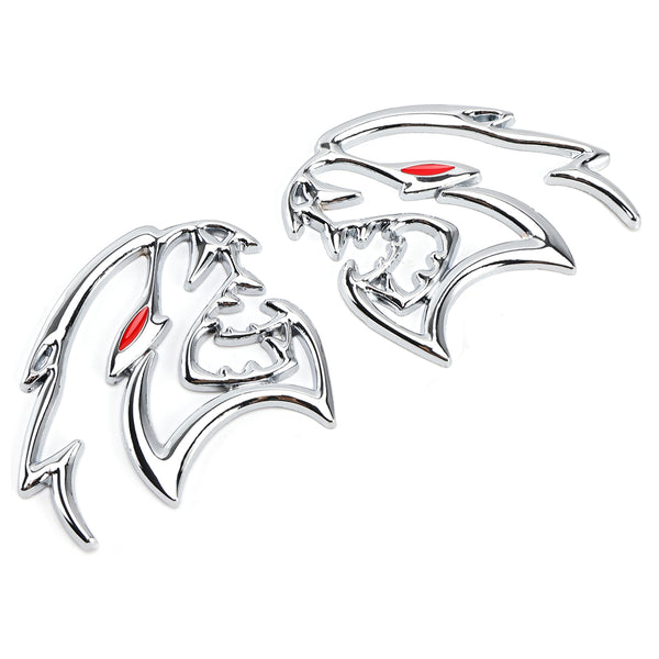 SRT Hellcat Silver 2PCS Hellcat Fender Side Emblem Badge Decal