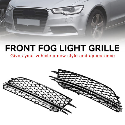 Audi 2012-2015 A6 C7 2PCS Front Fog Light Cover Bezel Bumper Grille