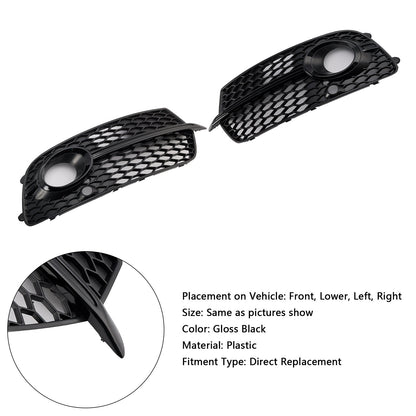 2013-2017 Front Bumper Fog Light Grill Grille Fit Audi Q5 S-Line SQ5 Black
