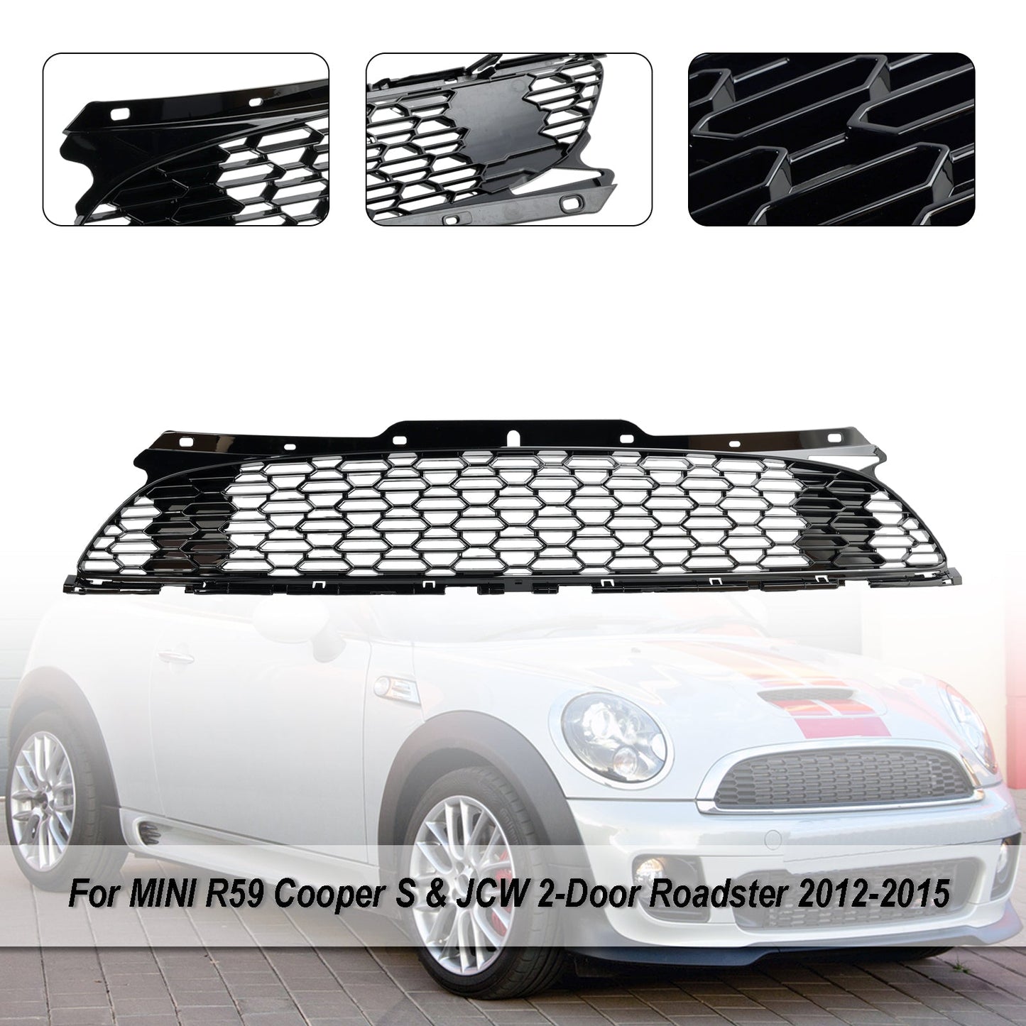 2007.06-2015 Mini Cooper S R55 R56 R57 R58 R59 JCW Style Gloss Black Front Bumper Grill Grille