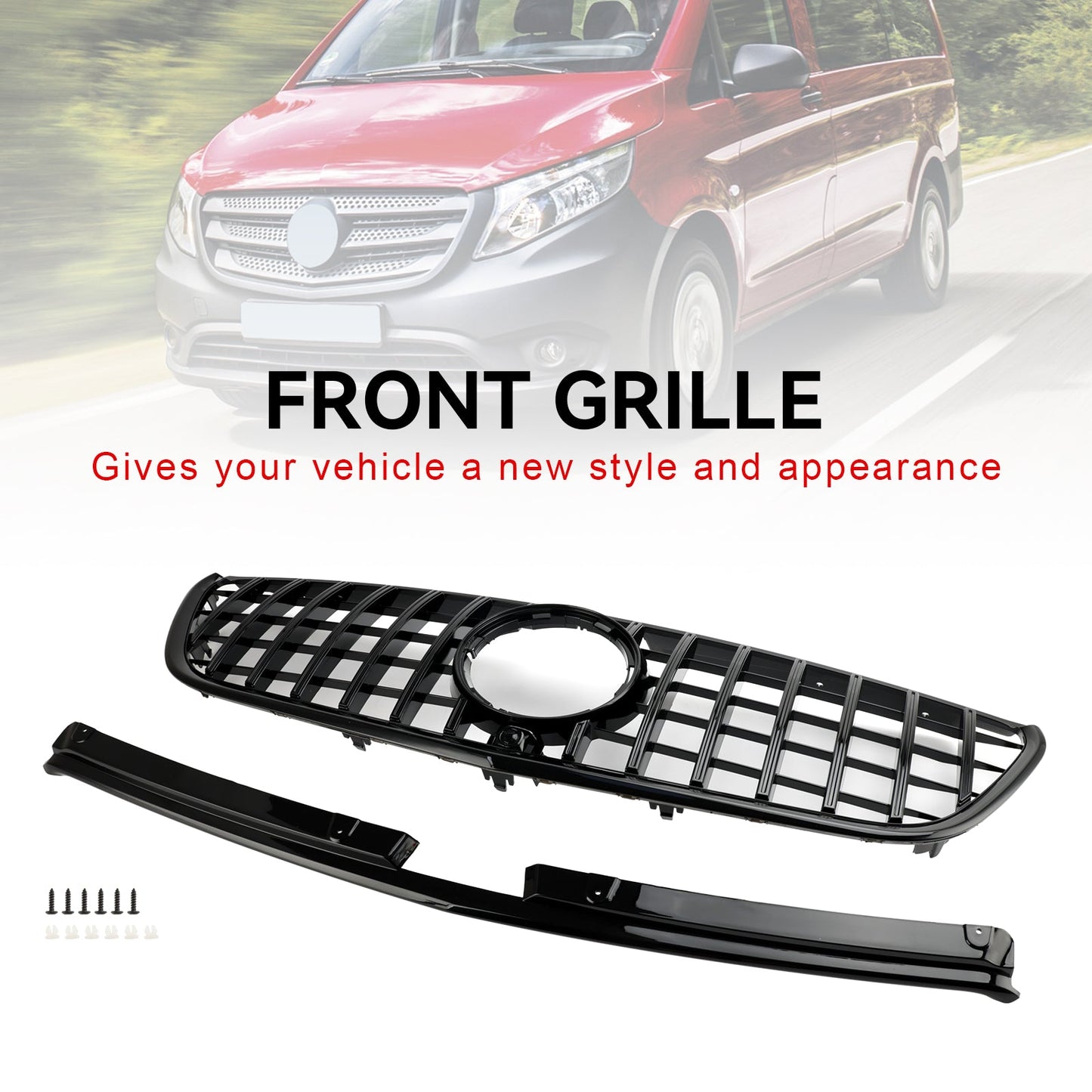2015-2019 Mercedes Benz Vito W447 111CDI 114CDI 116CDI 119CDI GT Stlye Front Bumper Grill Gloss Black Grill