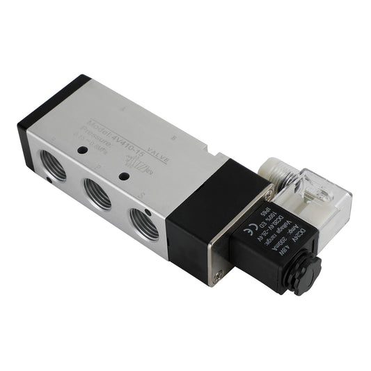 Válvula solenoide neumática 4V410-15 de 5 vías y 2 posiciones, PT1/2", 24 V CC