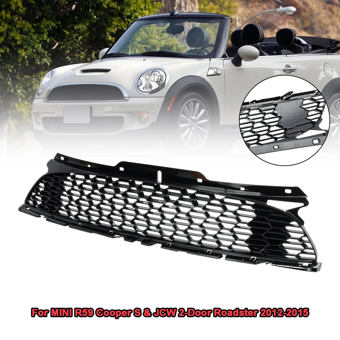 2007.06-2015 Mini Cooper S R55 R56 R57 R58 R59 JCW Style Gloss Black Front Bumper Grill Grille