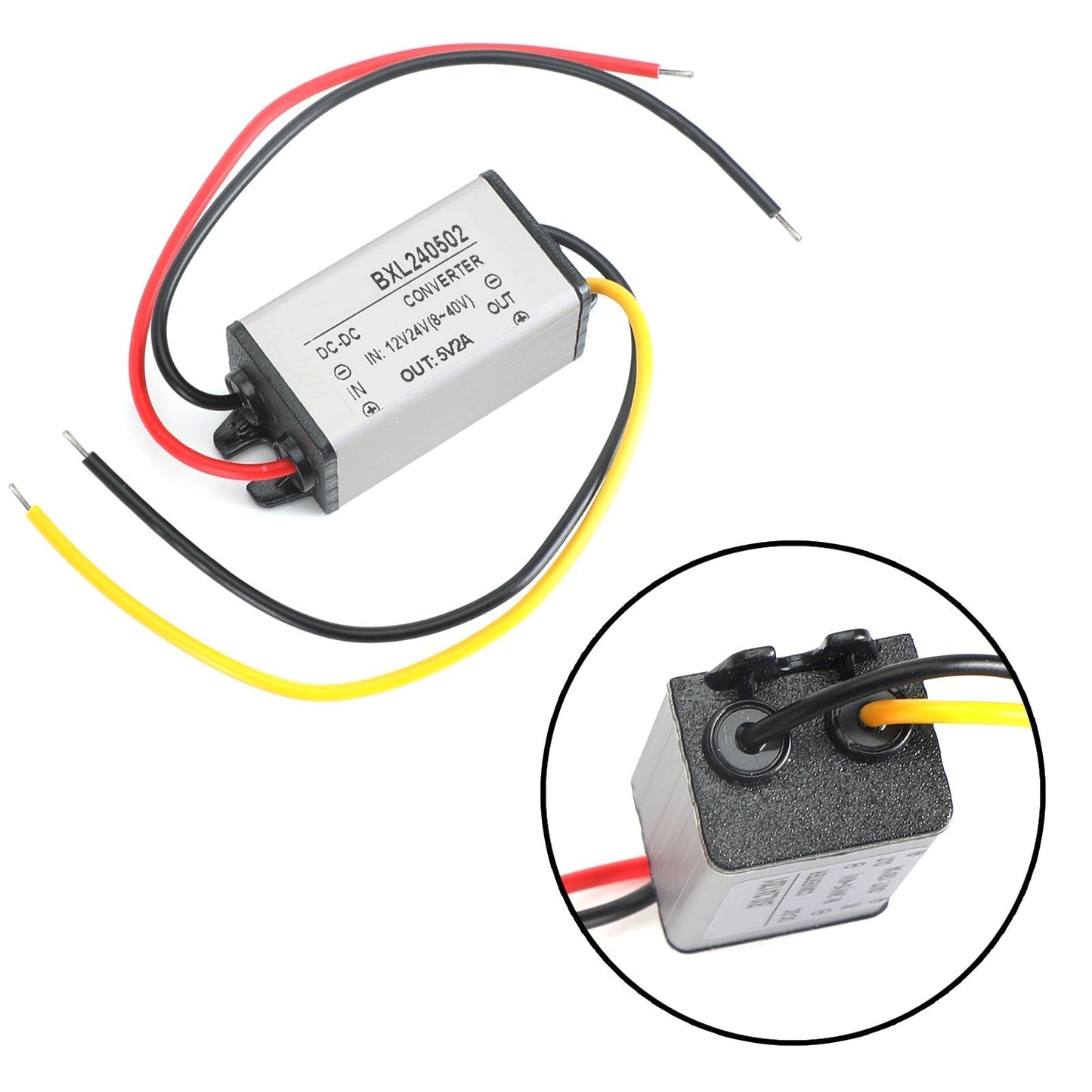 Convertisseur abaisseur de tension étanche 12 V/24 V vers 5 V, 5 A, 25 W, 12/24 V-5 V-2 A