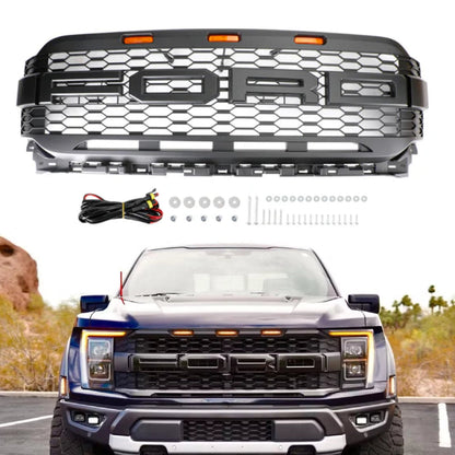 2021-2023 F150 Ford Raptor Style Replacement Front Bumper Grille Grill W/ LED Generic