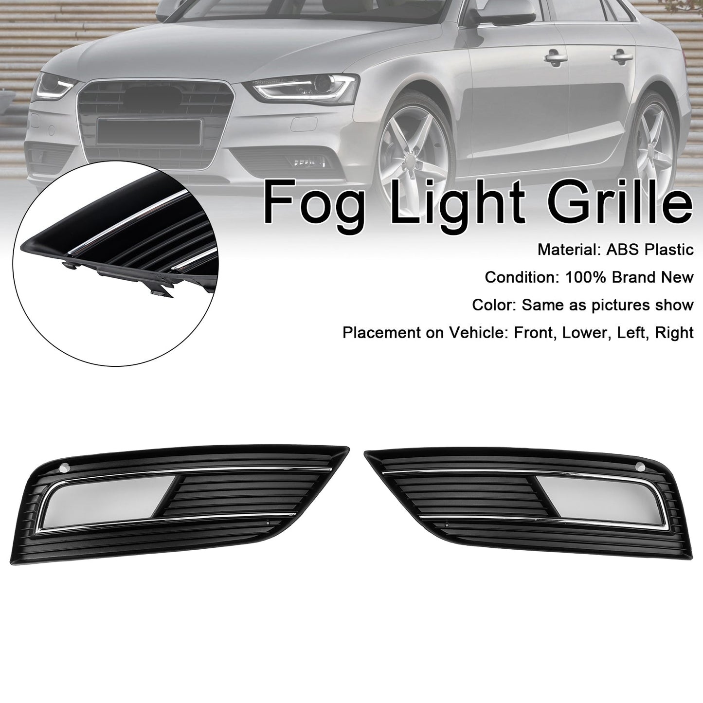 2013-2015 S4 Style Fog Light Cover Grille Fit Audi A4 B8.5 Standard Bumper