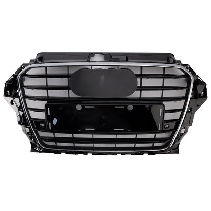 2013-2016 Audi A3/ A3 Sline/ S3 Front Bumper Chrome Black Mesh Slat Grill S3 Style Grill