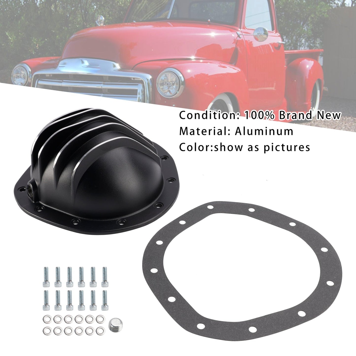 Cache différentiel arrière en aluminium noir à 12 boulons pour camion Chevy Blazer GMC Jimmy 8,75" (1967-1981) YI217826T