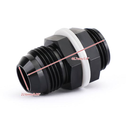 10 AN AN10 Flare Fuel Cell Bulkhead Fitting With Washer Black